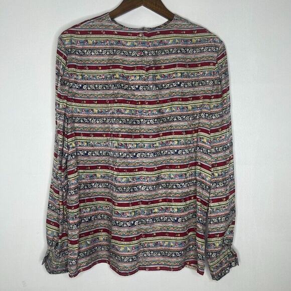 Talbots 100% Silk Vintage Floral Crew Neck Long Sleeve Shirt Size 16 Women - Picture 8 of 10